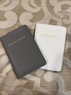 Passport Cover Set - Gray & White with Gold Foil